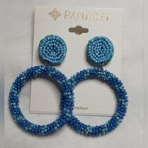 Light blue and dark blue beaded earrings